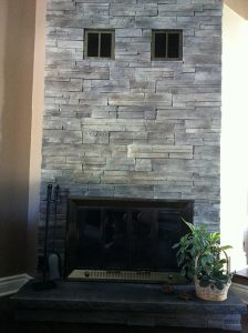 Grey Ledge Stone Wall Fireplace